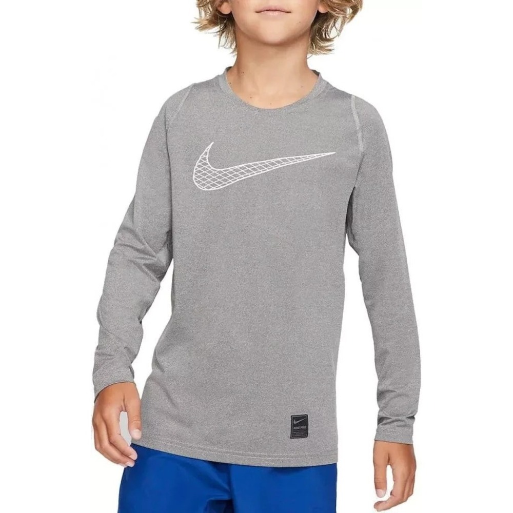 Nike Shirt Youth Large Dri-FIT Long Sleeve Swoosh Logo Training Athletic A009314